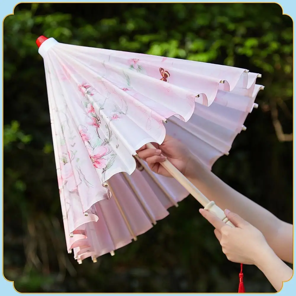 Traditional Chinese Hanfu Flower Umbrella Craft Silk Photography Performance Props Children Show Ancient Style Decorative Umb...