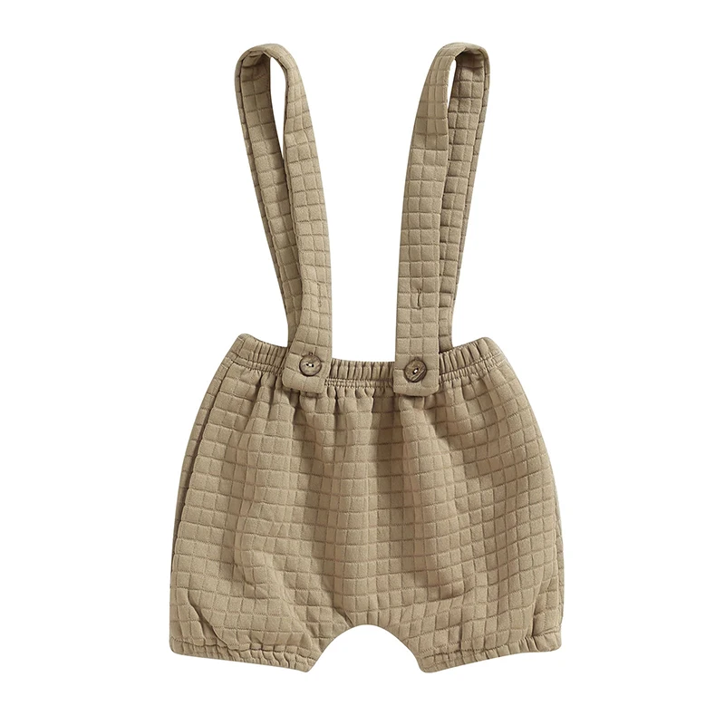 

Infant Baby Suspender Shorts, Solid Color Waffle Jacquard Elastic Waist Toddler Kids Short Pants