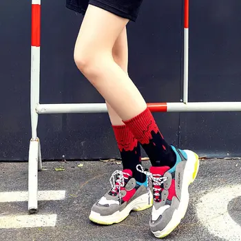 黑色粉末綠色扣環破碎橙色火焰籃球運動情侶男士中傳球襪 6 最佳銷售 橘色襪子 - №4