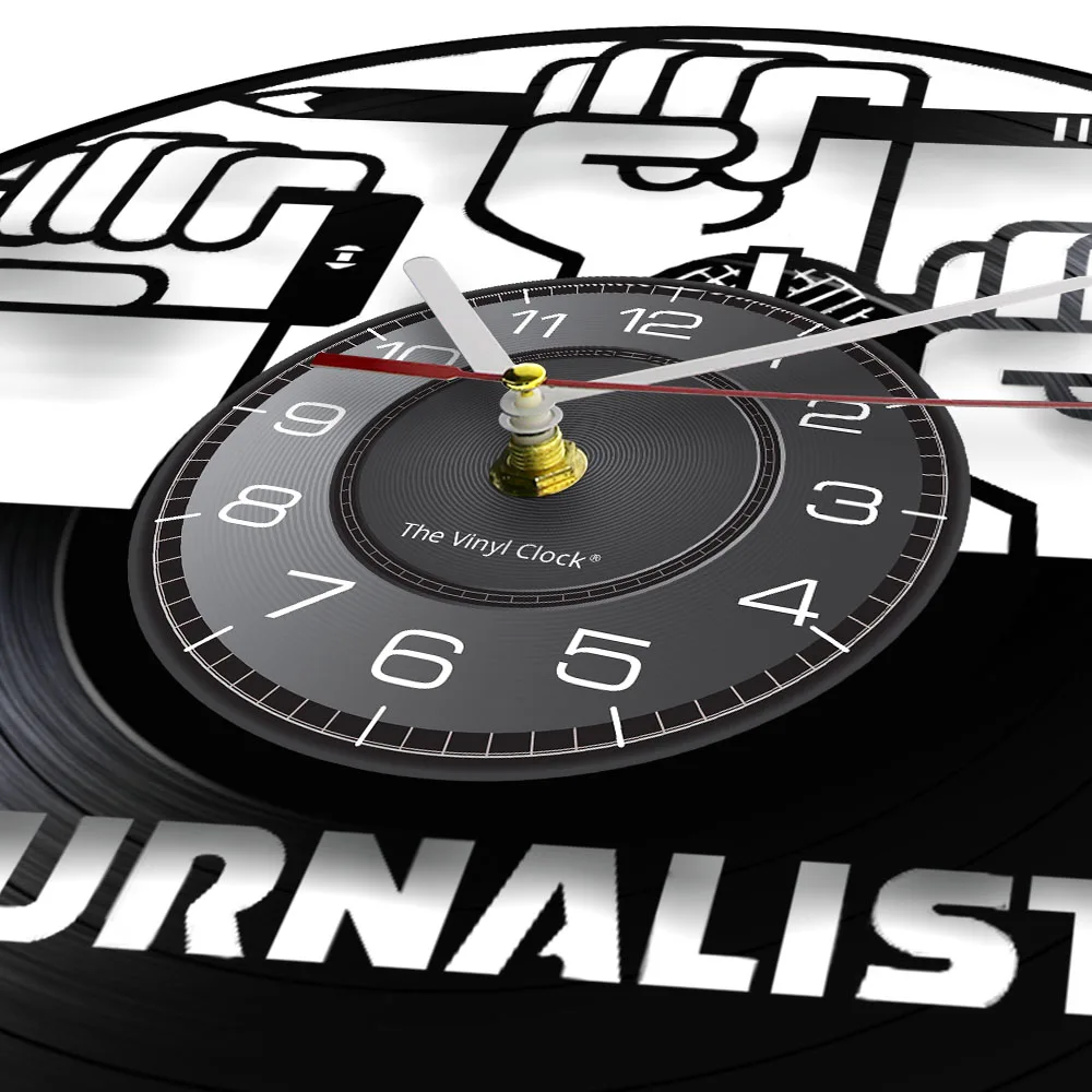 Journalist Profession Vinyl Record Wall Clock News Reporters Handicraft Art Retro Music Album LP Clock Pressman Journalism Gift