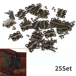 25Set 20*25mm 4 Holes Butterfly Hinges Antique Bronze Cabinet Drawer Jewellery Wood Box Wine Case Decor Furniture