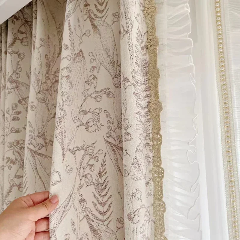 

Retro Light Luxury Style Chenille Jacquard Thickened High-end Grace Curtains for Living Room Bedroom Dining Study Custom Size
