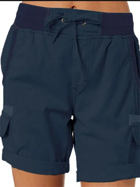 2023 Summer Women Cargo Shorts Solid Color Baggy Multi Pocket Work Pants Sweatpants Tactical Female Wide Leg Shorts