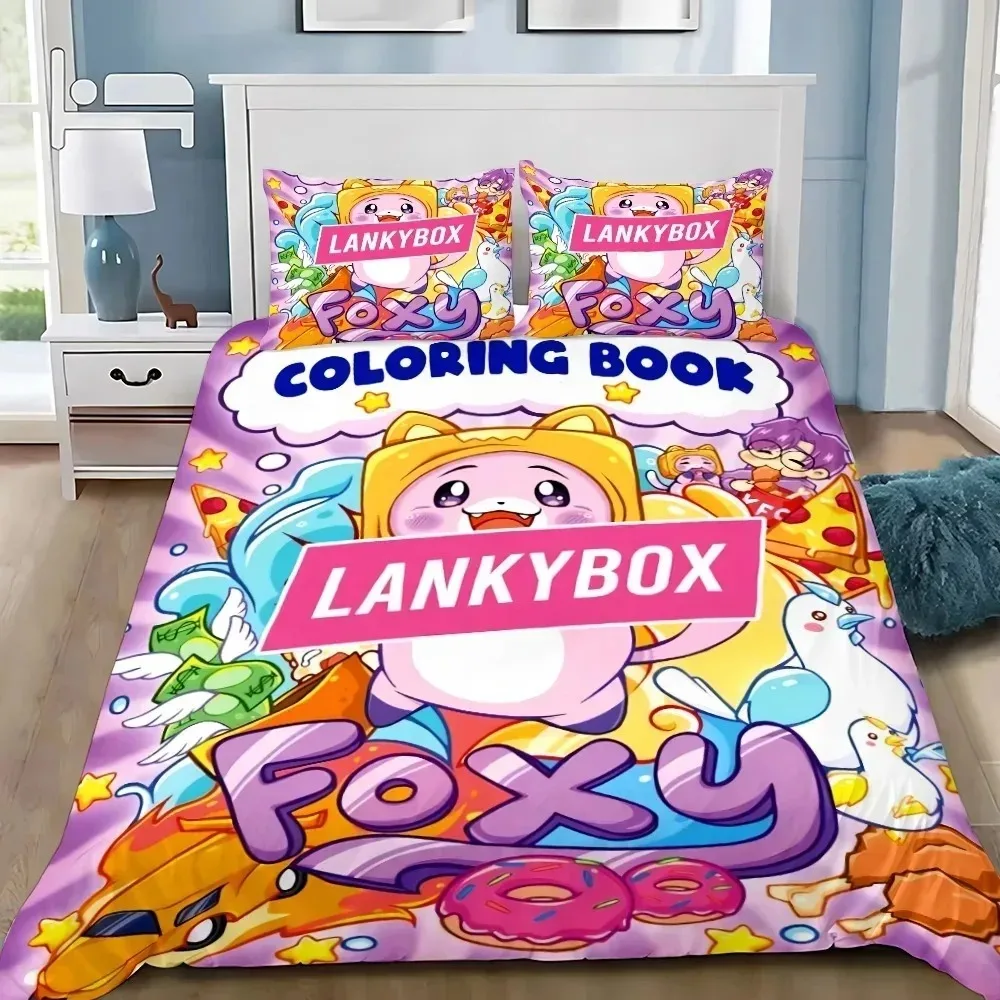 

Hot Sale Exquisite 3D Foxy Boxy Wallpaper Lankybox Digital Printing Bedding Set Duvet Cover Comforter Bed Adult Girls Boys Gift