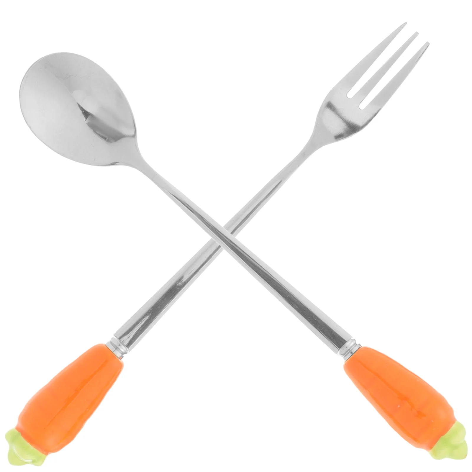 2 Pcs Carrot Knife and Fork Easter Food Spoon Kids Soup Baby Utensils Tableware Serving Child Rice