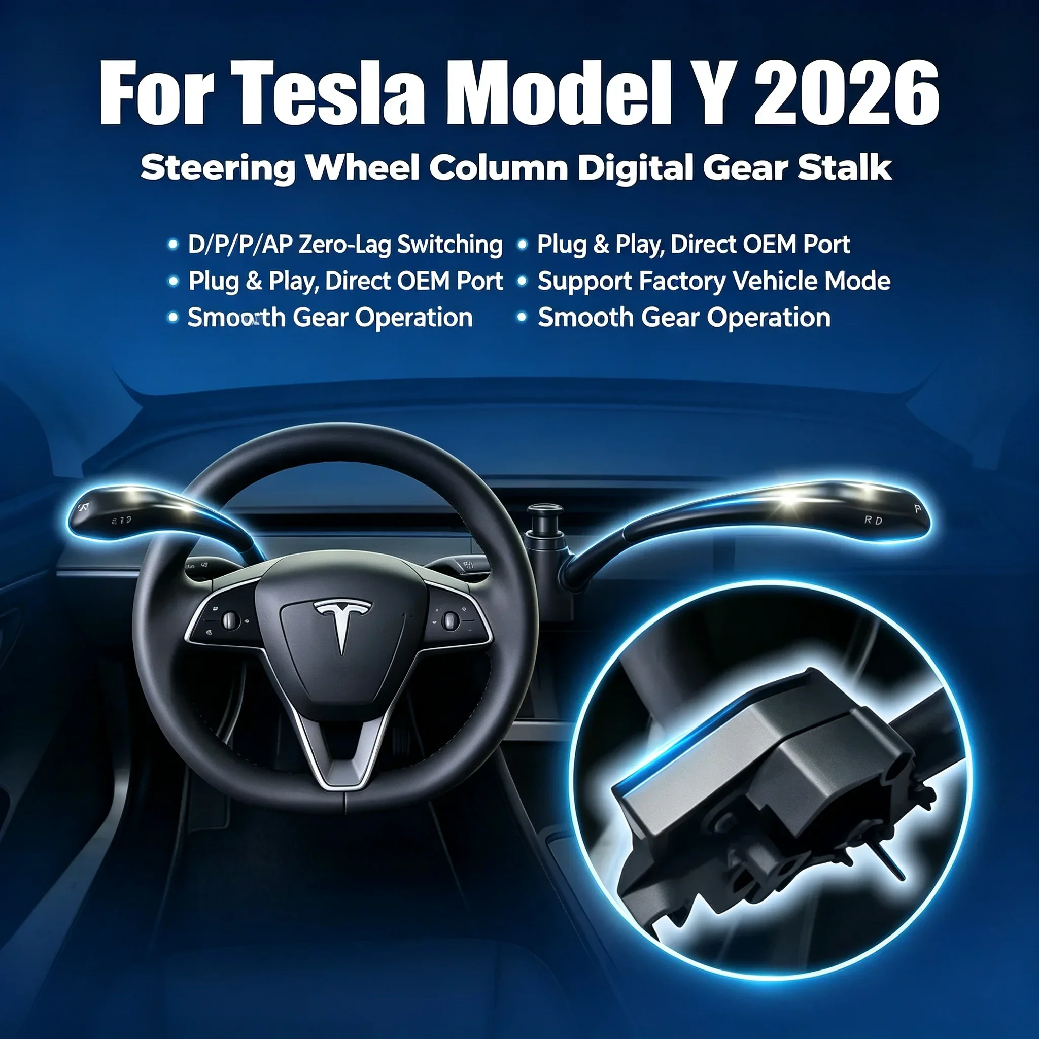 Physical Gear Lever For Tesla 2026 Model Y Gear Selector D R P Switch Autopilot Indicator Knob 3 Accessories Amagi
