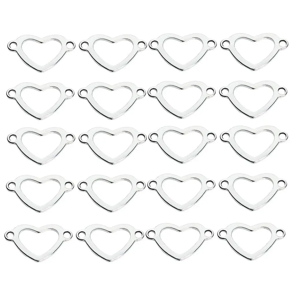 20 Pieces Metal Flat Heart Shaped Blank Coin Stamping Charms Tag Pendants