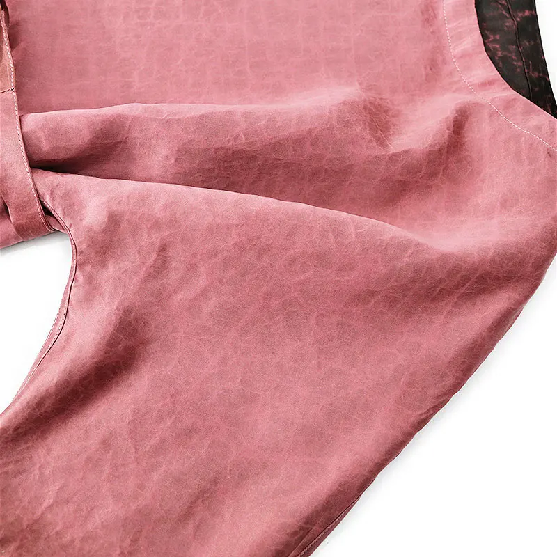 2025 Women's Fashion Spring New Pink 100% Natural Mulberry Silk Turtle Pattern Fragrant Cloud Yarn Round Neck Long Sleeve Dress