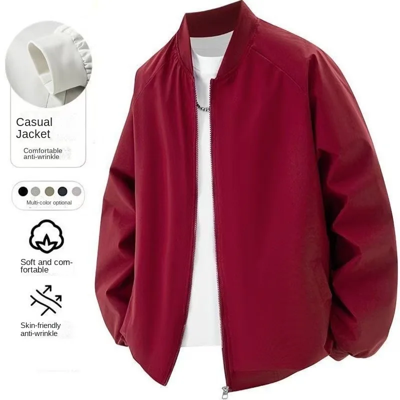 

Спецодежда, простая весенне-осенняя уличная мужская одежда, однотонная, простой стиль, модная универсальная куртка с бейсбольным воротником