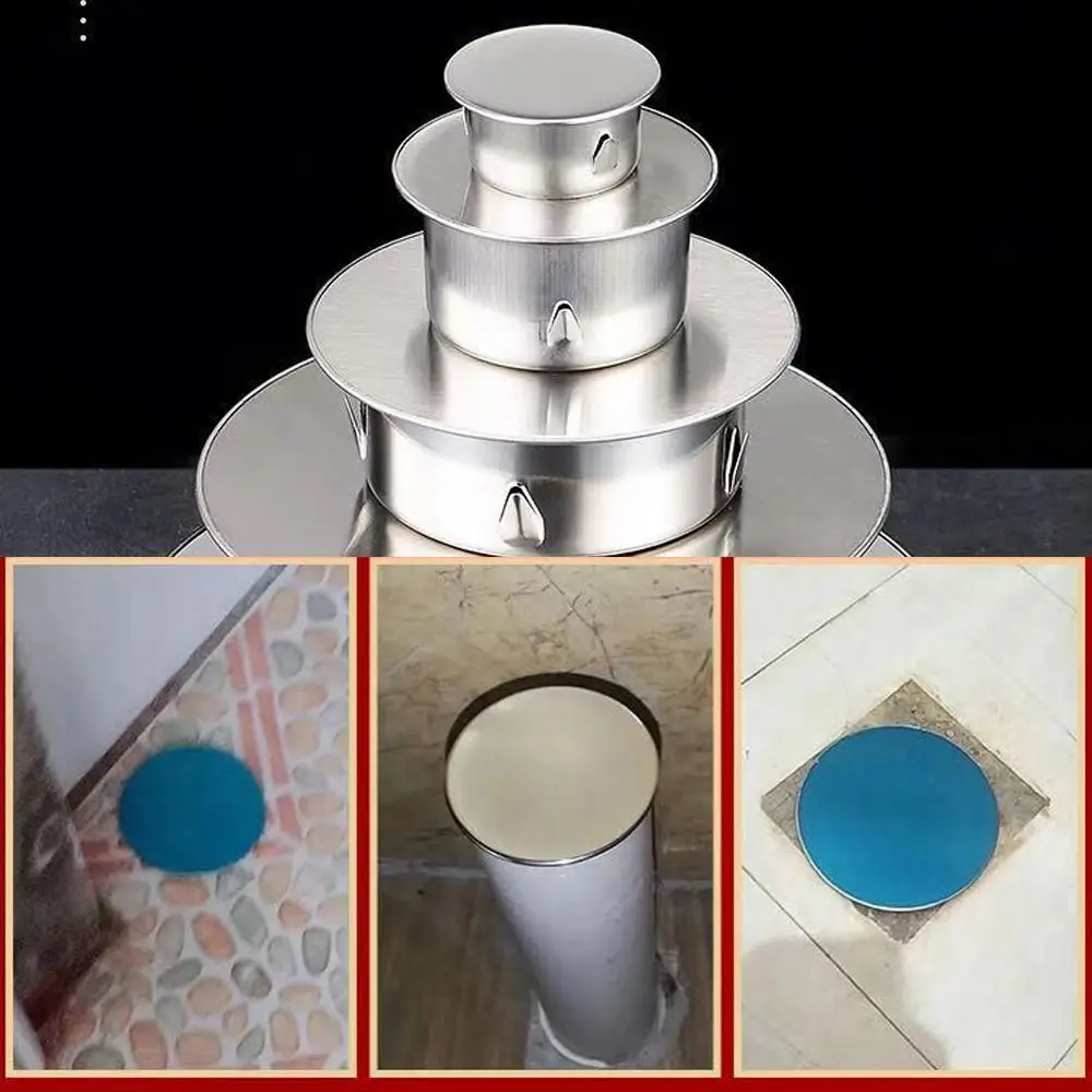 Stainless Steel Sewer Pipe Cap 50-150mm anti-odor Round Pipe End Plug Insect Prevention Insert Type Rain Pipe Cap