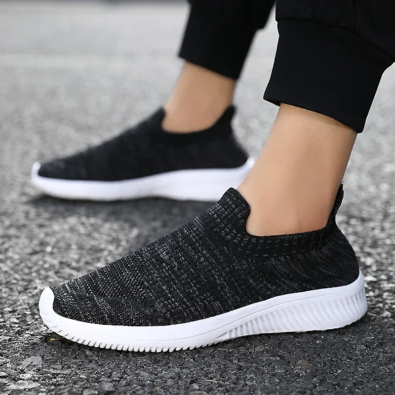 

Men Vulcanized Shoes High Quality Men Sneakers Slip On Flats Shoes Man Loafers Plus Size 46 Walking Flat