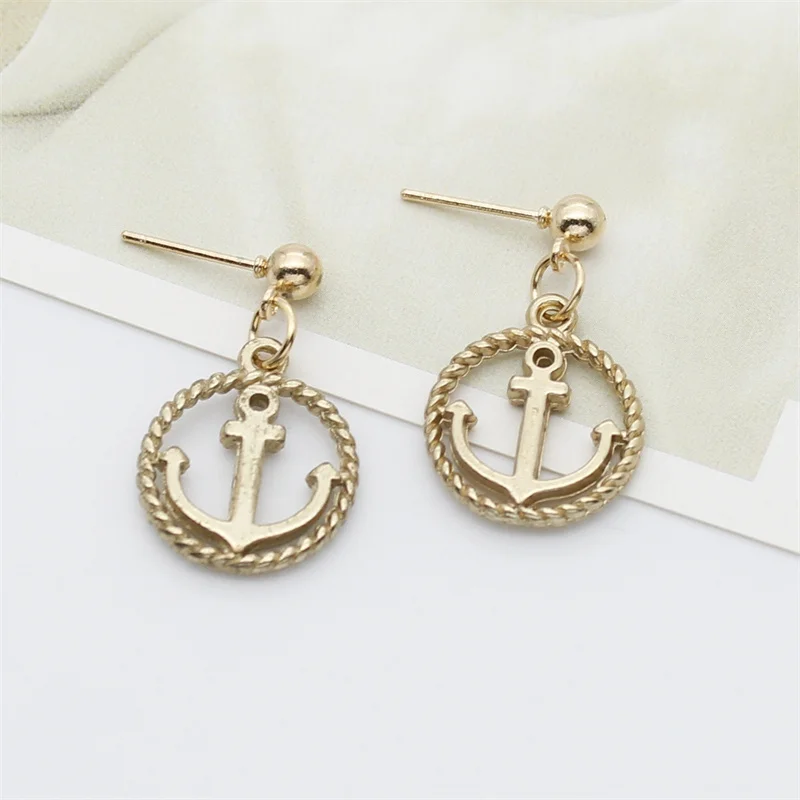 Ladies Fashion Retro Anchor Female Pendant Earrings Alloy Oil Drop Earrings Cute Small Objects Personality Jewelry