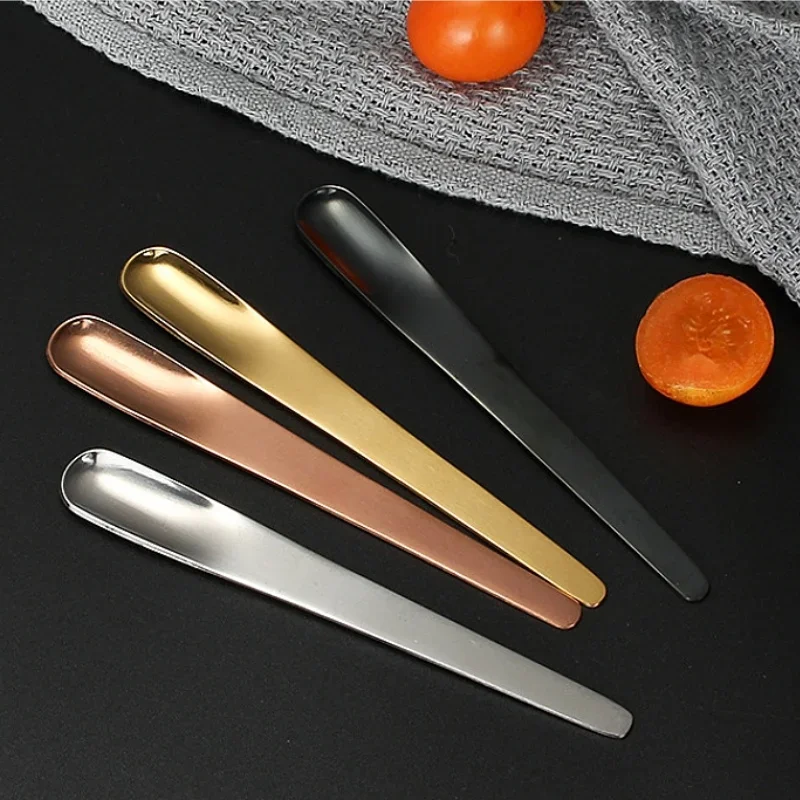 Tea Spoon Stainless Steel Flat Spoon Espresso Spoon Dessert Small Coffee Scoop Mixer Stirring Bar Spoon Kitchen Tableware ﻿