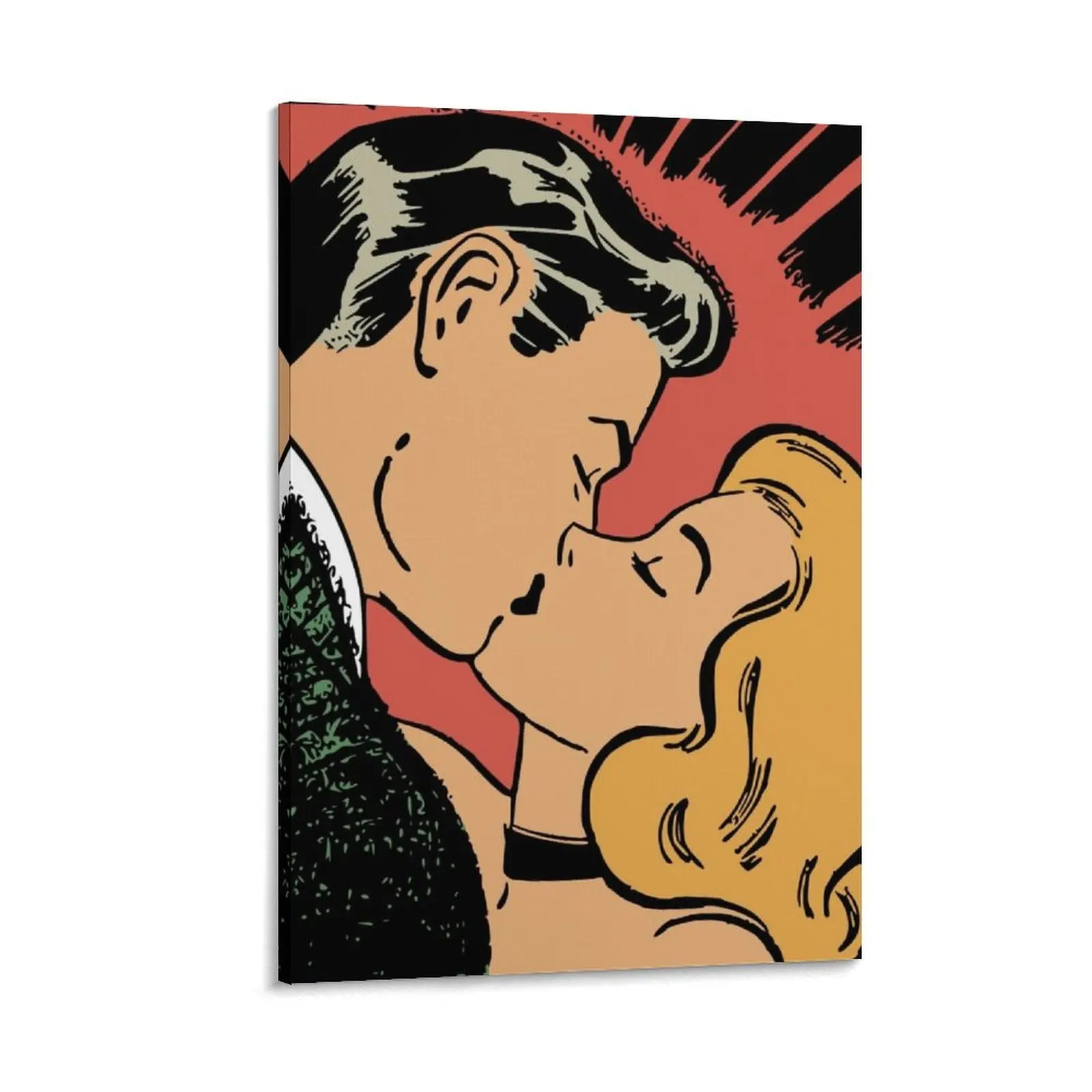 

Retro Comic Kiss Canvas Painting decorative frames wall room bedrooms decorations japanese room decor