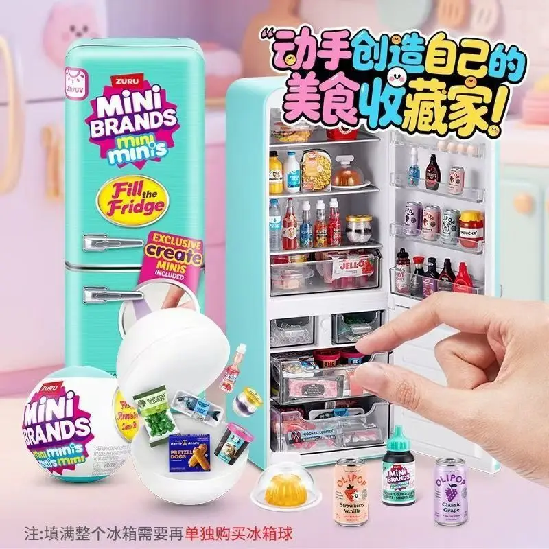 

Led Light Up Mini Refrigerator Toy Set Dollhouse Mini Fridge With Mini Food Micro Kitchen Scene Decoration Pretend Play Gift
