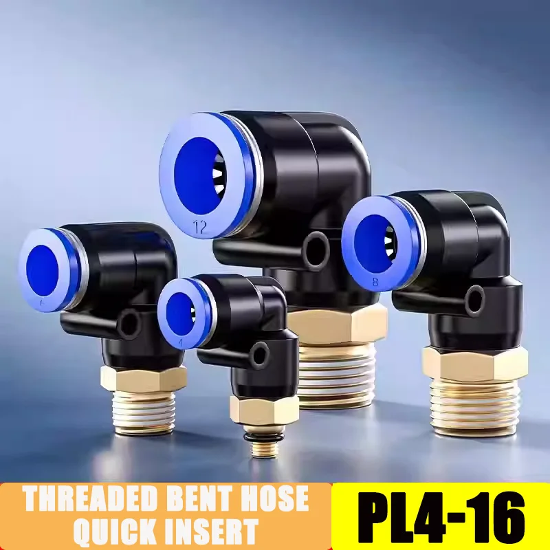 

1pcs PL Pneumatic Connector 4mm-12mm Hose OD 1/8 "1/4" 3/8 "1/2" Pneumatic Thread Tube Elbow Connector Tube Air Push In Mount