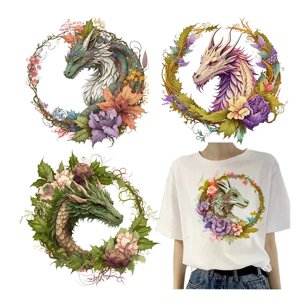 Dragon Heat Transfers Clothing Iron On Stickers Clothes Heat Transfer T-shirt Hoodies Diy Patch Thermocollants Vetement Parches