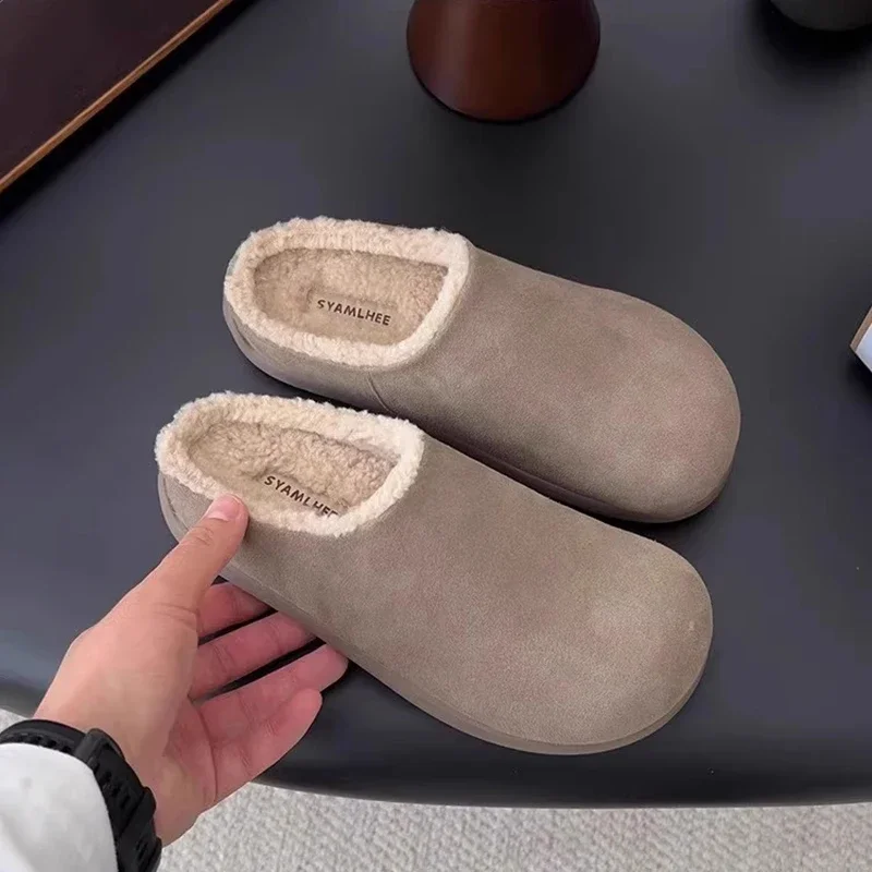 

Women's Cotton Slippers Faux Fur House Slippers Winter Warm Plush Mules Non-Slip Soft Sole Indoor Outdoor Comfortable Home Shoes