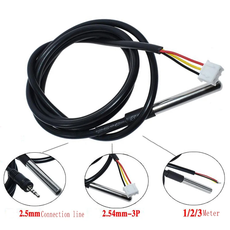 1PCS DS1820 Stainless steel package Waterproof DS18b20 temperature probe temperature sensor 18B20 For Arduino