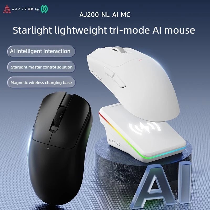 AJAZZ AJ200 AI MC Tri‑Mode Gaming Mouse Lightweight Wireless Mouse AI Intelligent Voice Control Interaction For PC Laptop Gamer