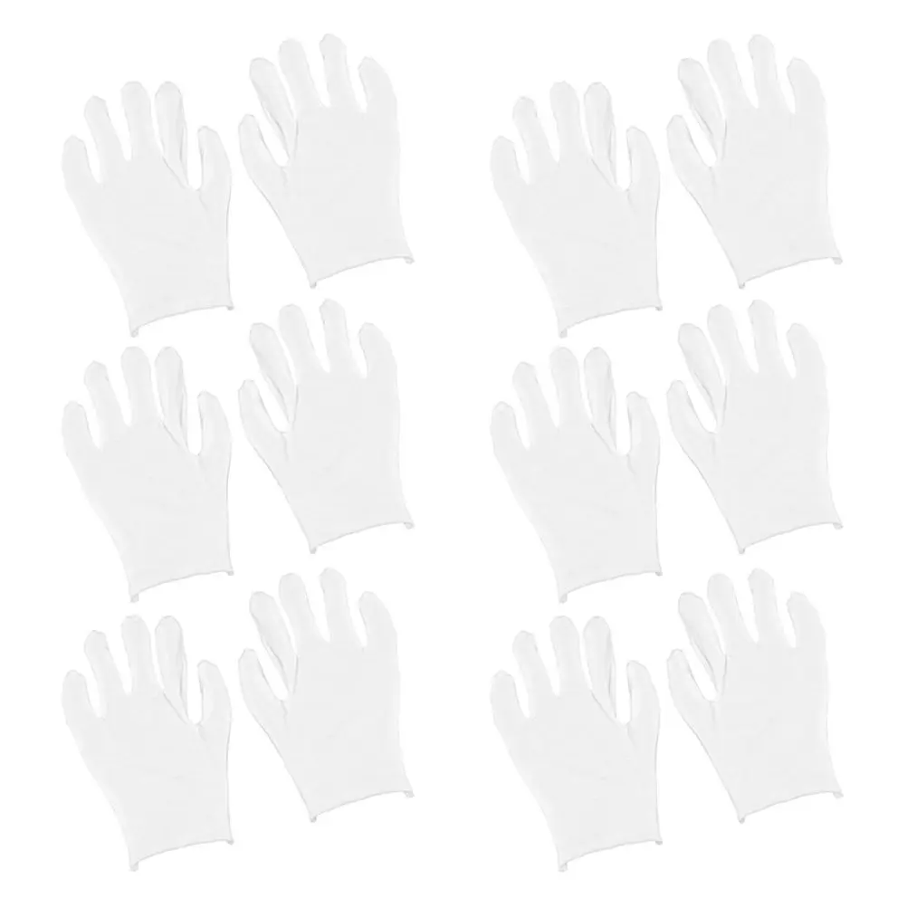 12 Pairs Protective Gloves Cotton White Manual Job Women Crafting Gardening Size XL