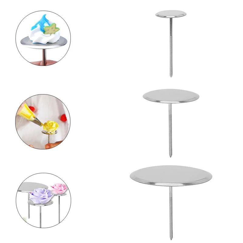 Stainless Steel Cake Chocolate Biscuit FlowersTips Needle Stands Decorating Piping Nail Cream Transfer Tray Baking Pastry Tools