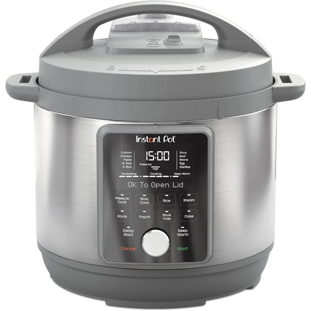 6Qt-olla a presión eléctrica silenciosa 9 en 1, vaporizador de arroz lento, salteado, fabricante de yogur, calentador y esterilizador, acero inoxidable