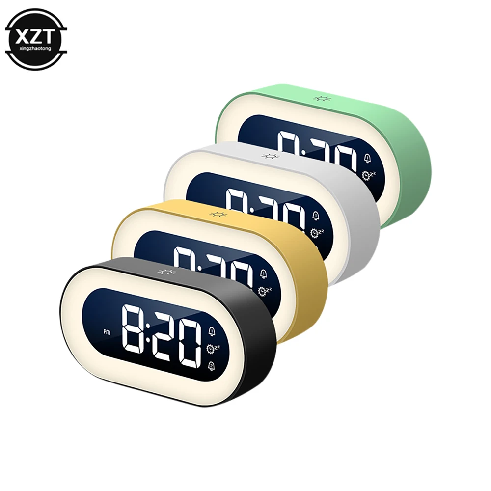 Music LED Digital Alarm Clock Voice Control Night Light Design Desktop Electronic Clocks Home Bedroom Decoration Builtin Bedside