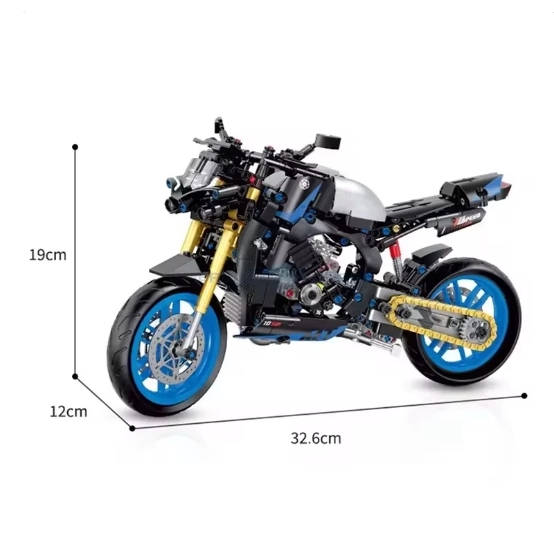 MOC-Modèle de moto lomatéritive MT10 pour enfants, briques d\'assemblage de vélo de ville, jouet pour garçon, cadeau de Noël, module élevé, 1:8, 60509