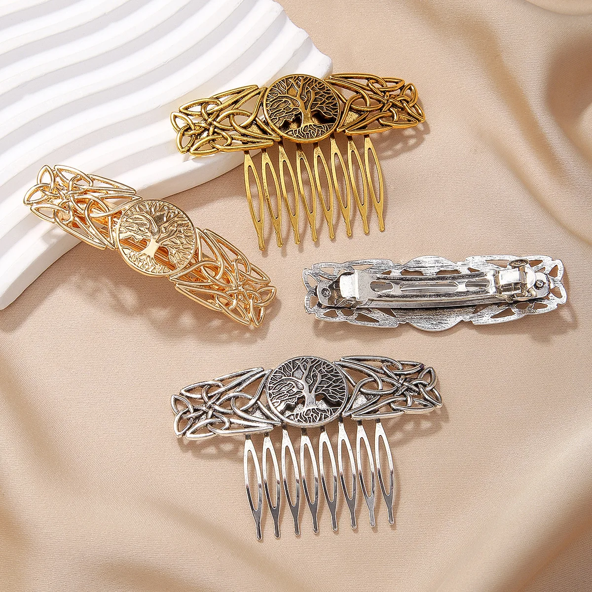 

Life of Tree Hairpins Women Retro Viking Head Jewelry Hair comb for women's Daily Hair Styling Hair Combs
