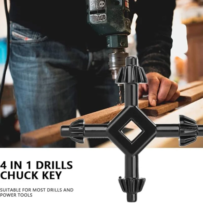 1pc 4-In-1 Multifunctional Electric Drill Key, Drill Chuck Wrench, Ratchet Socket Ring