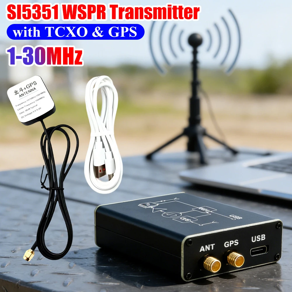 

Тестовый измерительный прибор SI5351 WSPR с TCXO и GPS, автоматическое позиционирование QTH, 23 дБм, 1-30 МГц, USB-5В