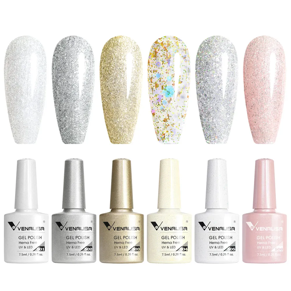 Venalisa HEMA/TPO FREE 7,5 ml Gel-Nagellack für den Sommer, Frühling, French Jelly, nacktes Rosa, Nagelgel, Glitzer, SoakOff, UV-LED, Maniküre, DIY – Detail 16