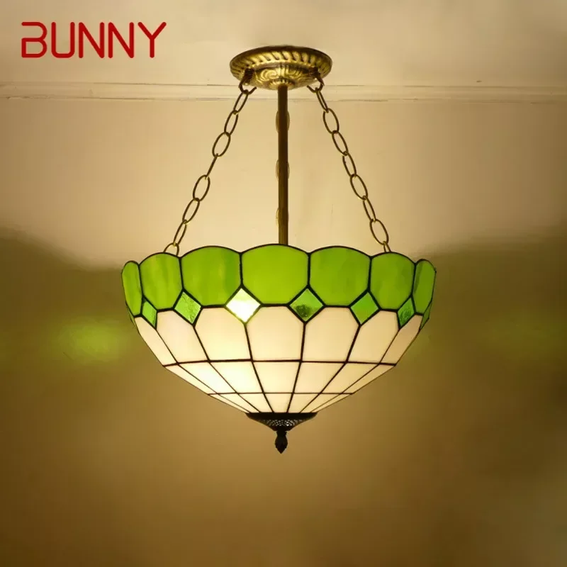 

Люстра BUNNY Тиффани, цвет Средиземного моря, стеклянный подвесной светильник, домашняя гостиная, ресторан, спальня, отель, коридор