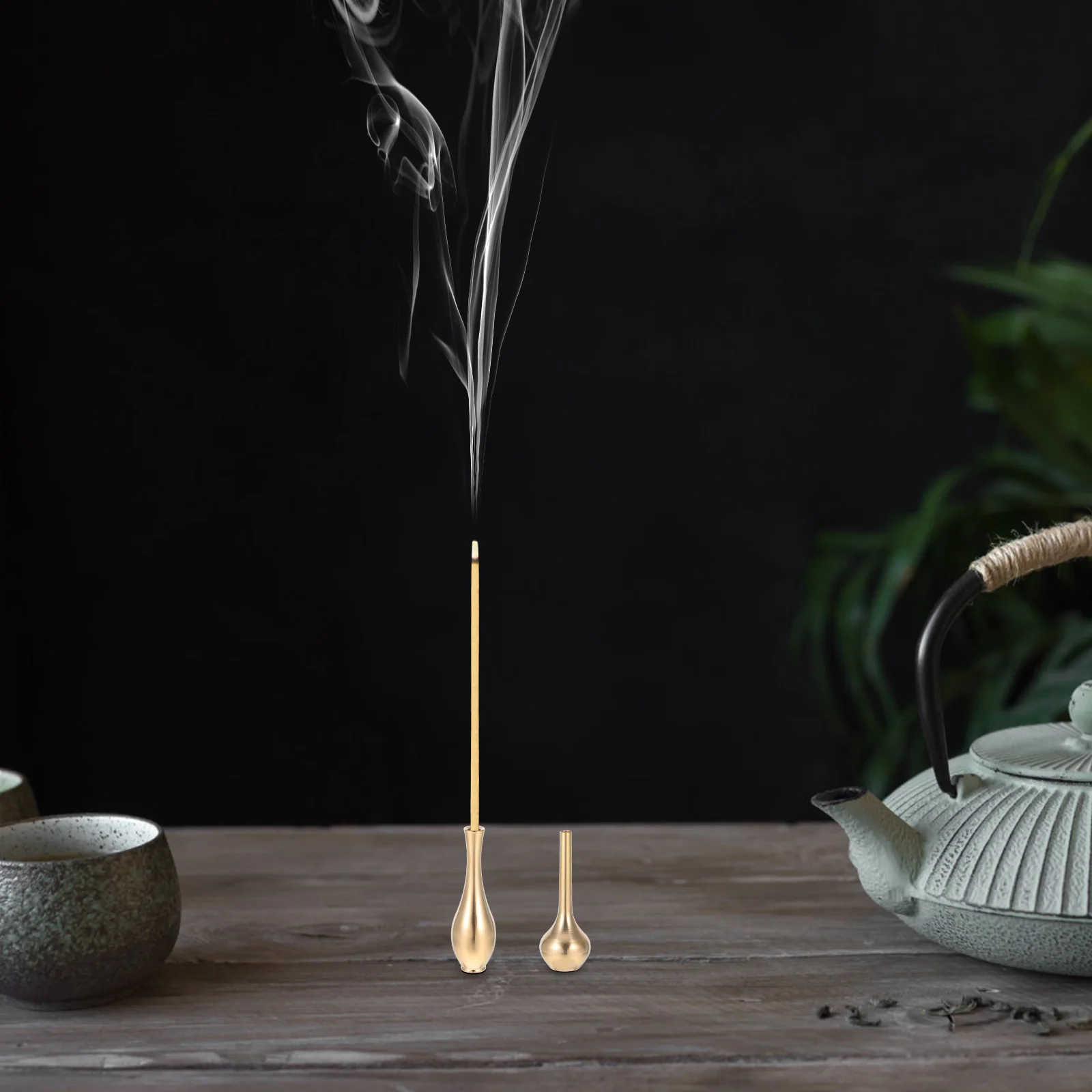 

2pcs Mini Brass Vase Set Small Flower Vase For Decor With Incense Holder Living Room Table Decor, Tea Party