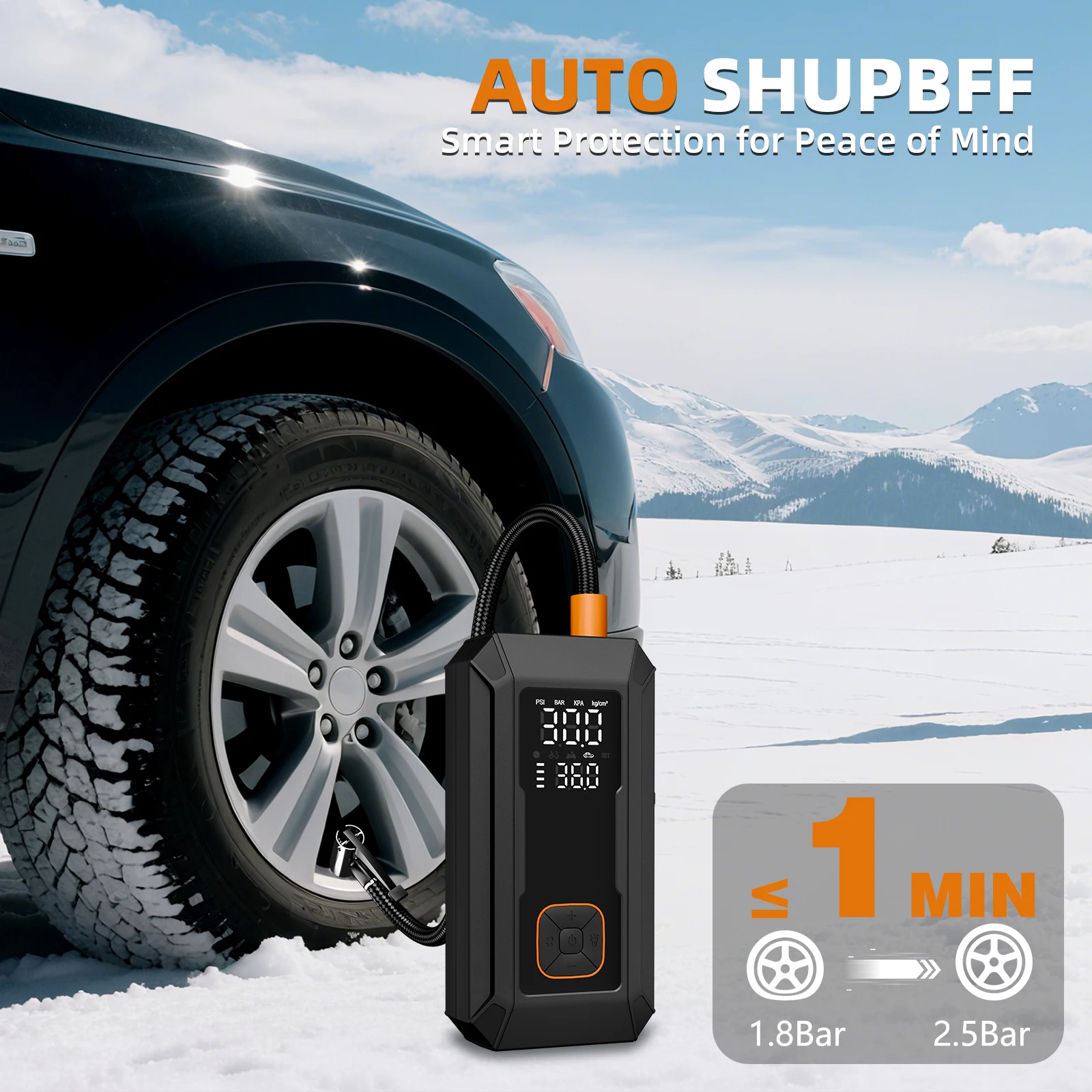 12V Car Jump Starter 8000mAh Portable Wireless Tire Inflator Auto Emergency Booster  Starting Device Power Bank For Car