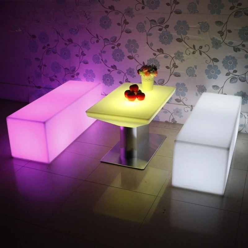 屋外LEDレジャーパークショッピングモール休憩待合発光列椅子コミュニティベンチ景観