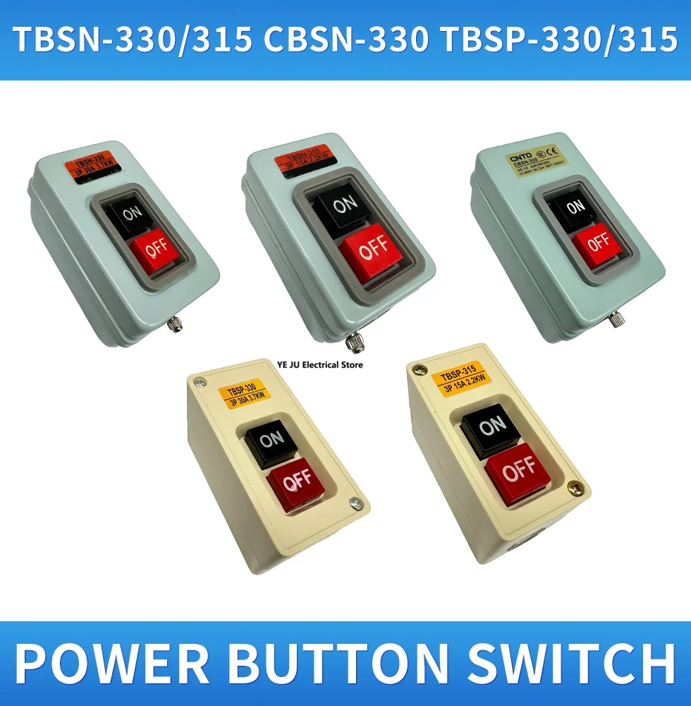 1Pcs tbsn/tbss/tbsp Three types ON OFF Push Button Power Switch Three Phases Power Control Start Switch