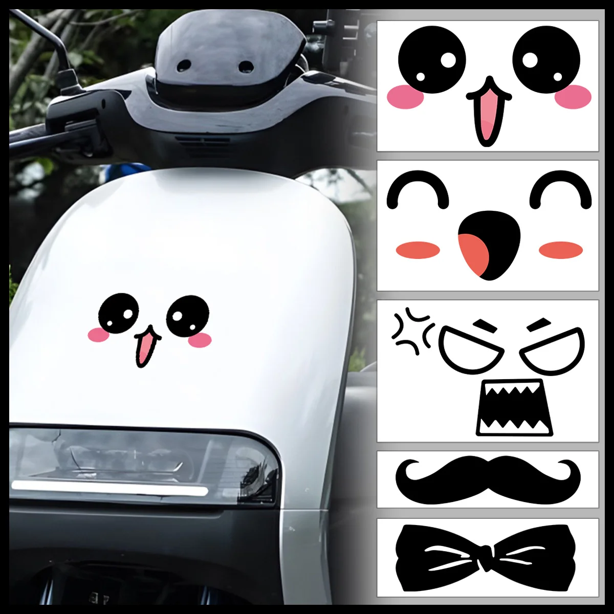 2PCS Cartoon Spaß Lächeln Wütende Emoji Aufkleber Vinyl Reflektierende Helm Roller Auto Motorrad Zubehör Dekoration Körper Aufkleber