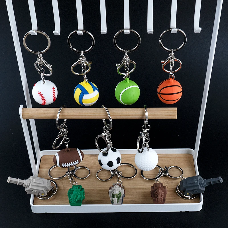 1PCS 3D Basketball Football Rugby Keychain Soccer Keyring Badminton Key Fashion Accessories Jewelry Room Key Pendants Gift