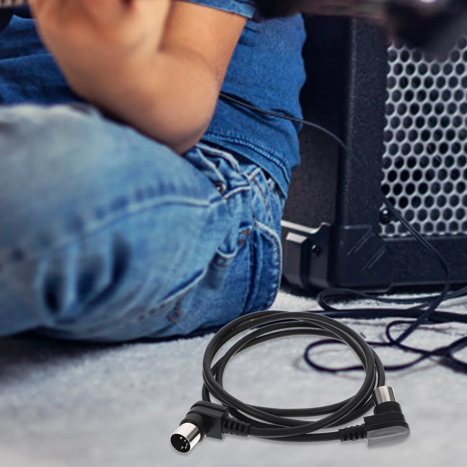 

2 Pcs 5P Double MIDI Cable 90 Degree 1.5M Midi Male To Male Fog Machine Line Keyboard Instrument Accessory