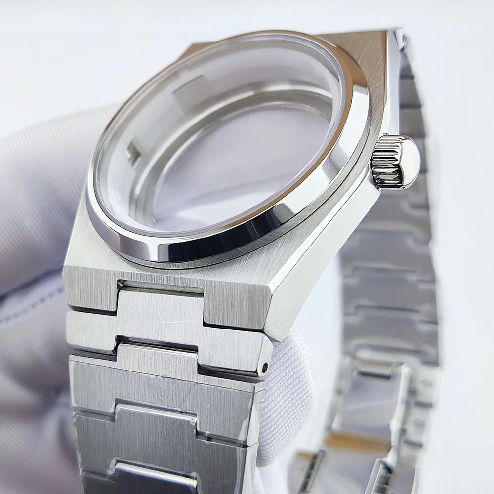 40mm caso de relógio masculino luxo 316l aço inoxidável vidro safira à prova dwaterproof água caso se encaixa 31.8mm dial caso nh35 caso relógio