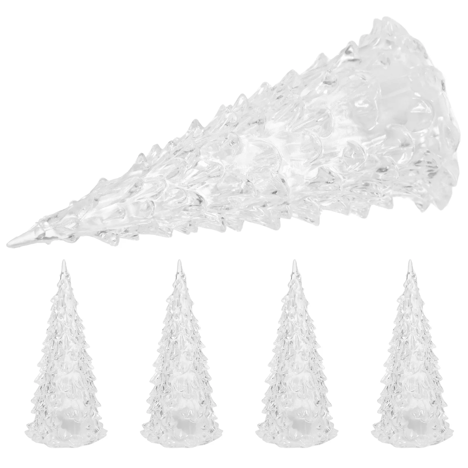 

5Pcs LED Mini Christmas Trees Acrylic Tabletop Lighted Small Glowing Christmas Tree Figurines Holiday Decoration