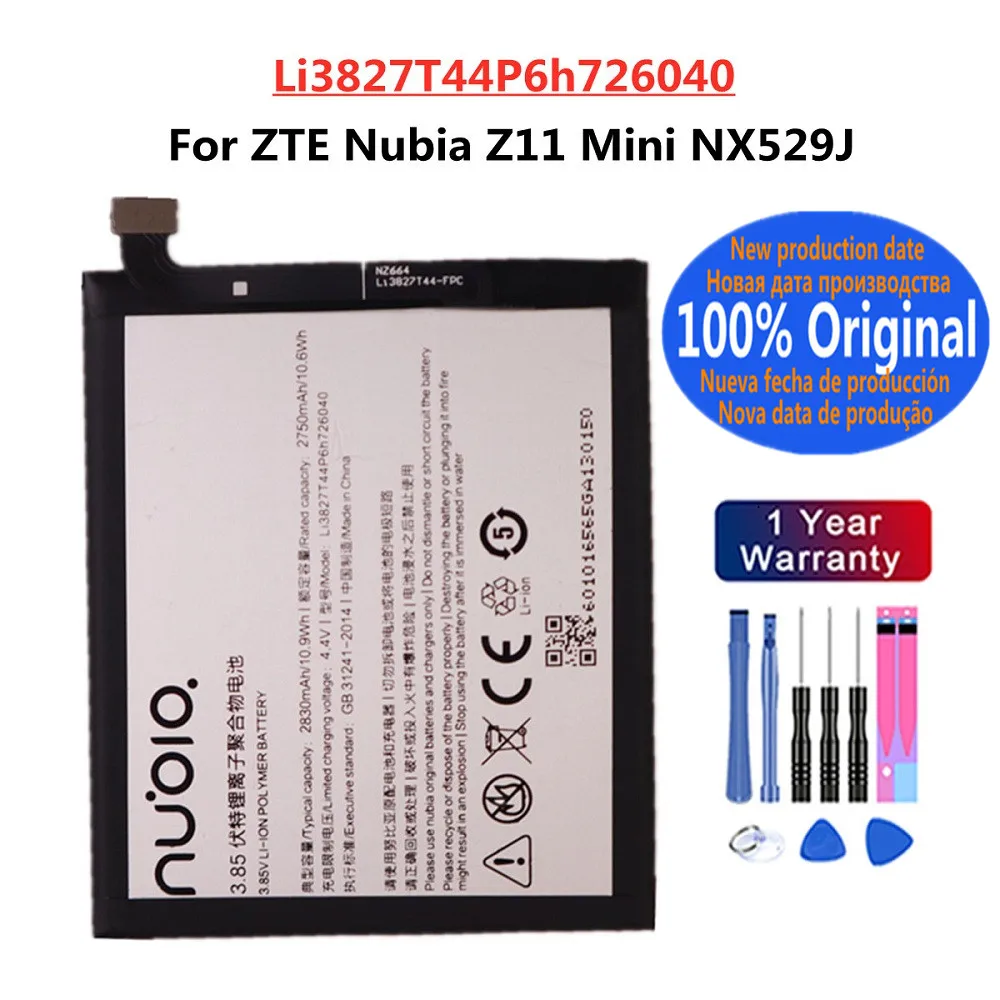 100% 2830mAh Original Li3827T44P6h726040 Battery For ZTE Nubia Z11 Mini Z11Mini NX529J Phone Replacement Batteries + Free Tools