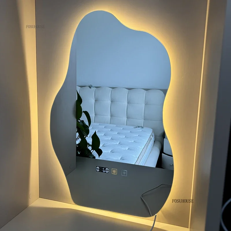 Cloud Smart Bath Mirrors Bedroom Wall-mounted Dressing Mirror Bathroom Special-shaped Luminous Led Makeup Mirrors with Light B