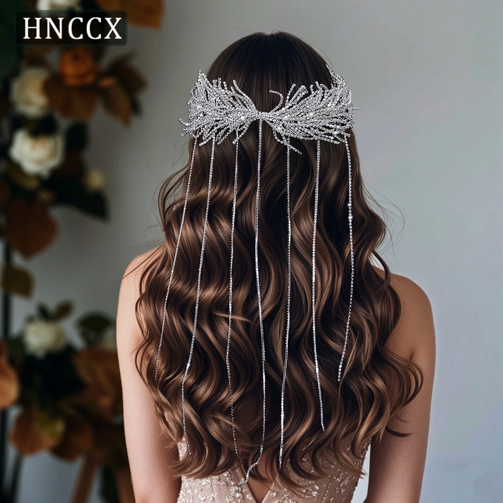 HNCCX-Handmade Casamento Headband para As Mulheres, Bandas De Cabelo De Cristal, Nupcial Headpiece, Broca Cadeia, Acessórios Noiva, Festa, CP639