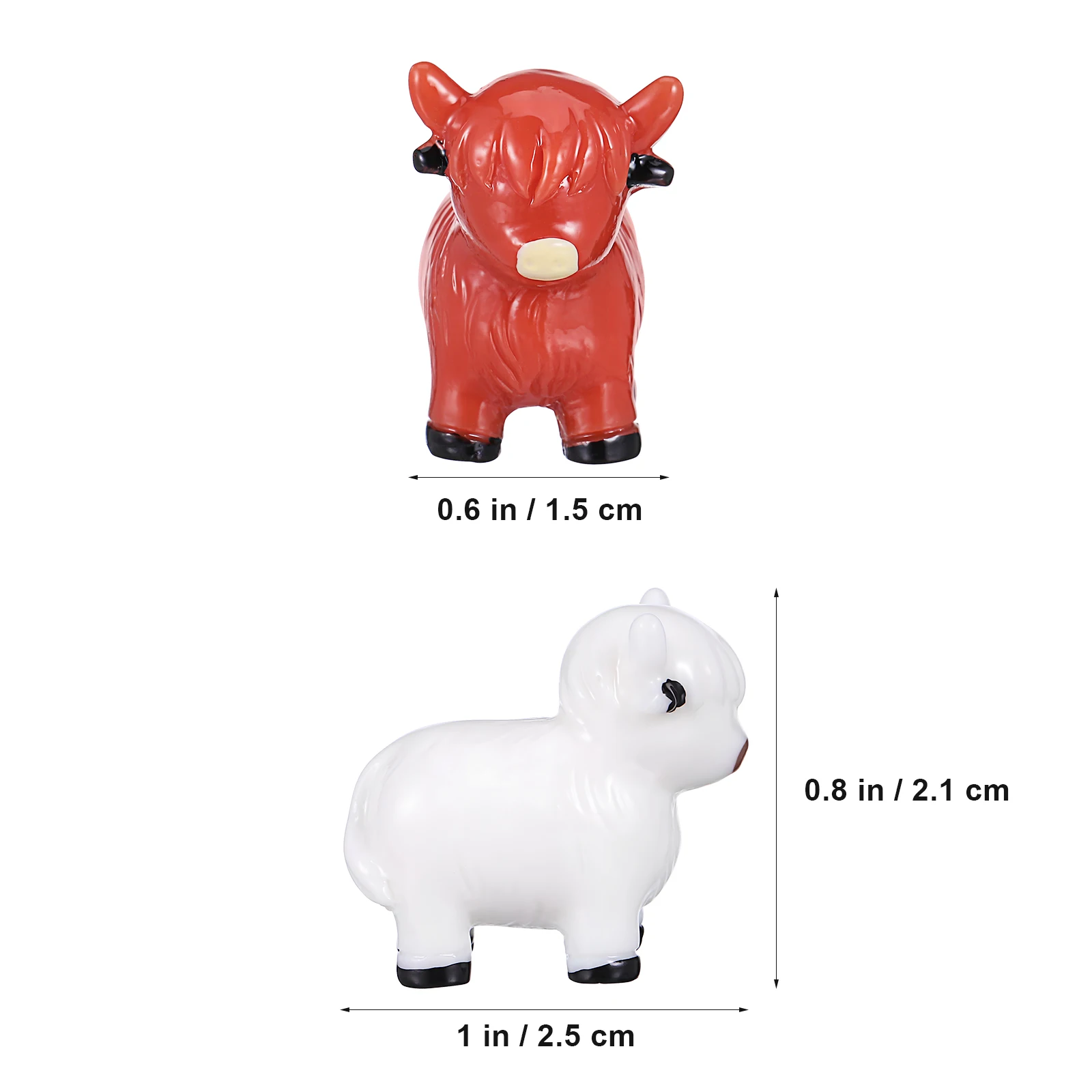 

10 Pcs Resin Animals Standing Figurines Highland Cow Figurine Highland Cow Sculptures Desk Decor Garden Supplies