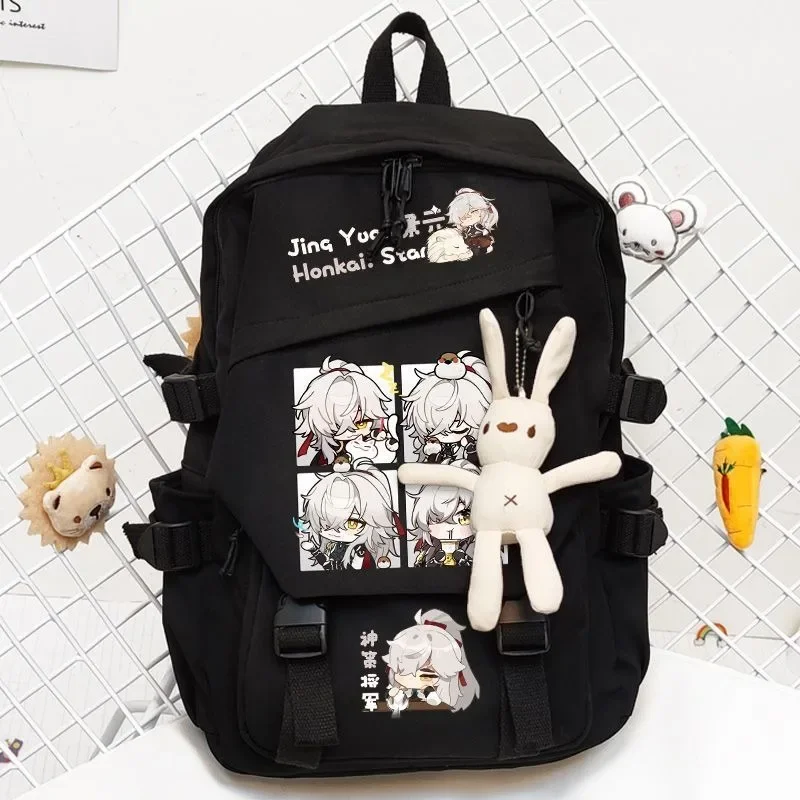 

29x13x42 см, черный хаки, Honkai: Star Rail, школьные сумки для студентов, детей и подростков, большие вместительные рюкзаки Mochilas в стиле аниме для девочек и мальчиков