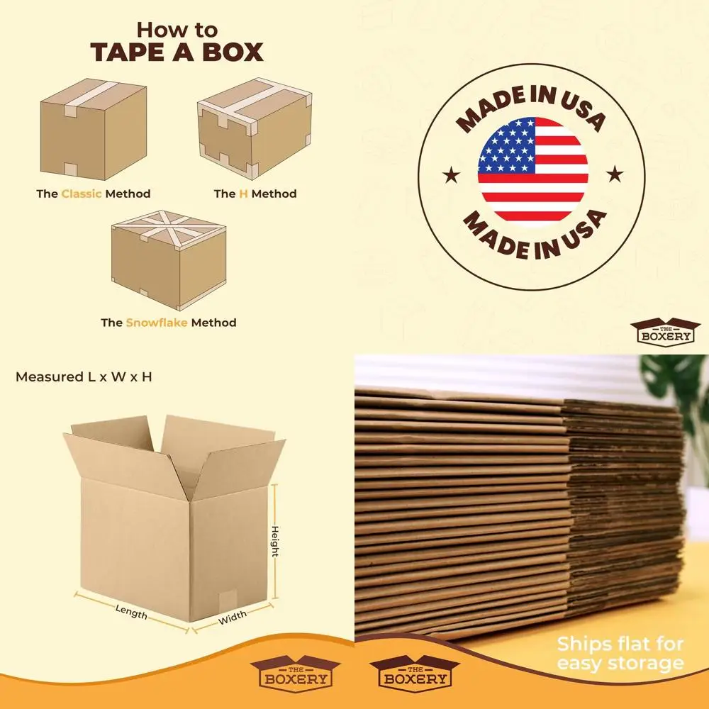 25-Pack 18x18x12 Brown Kraft Corrugated Cardboard Boxes for Shipping, Packing, Moving, Storage - Durable, Eco-Friendly, Recyclab