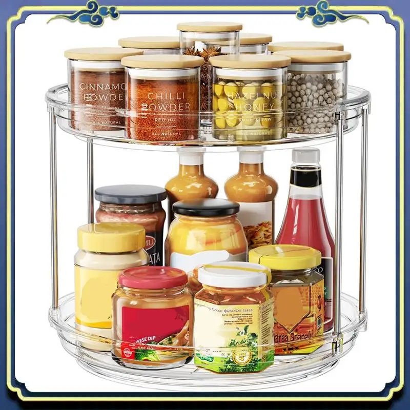 

A56P-2-уровневый органайзер, поворотный стол 9,25 дюйма для шкафа, штабелируемый органайзер для проигрывателя, вращающаяся полка для специй